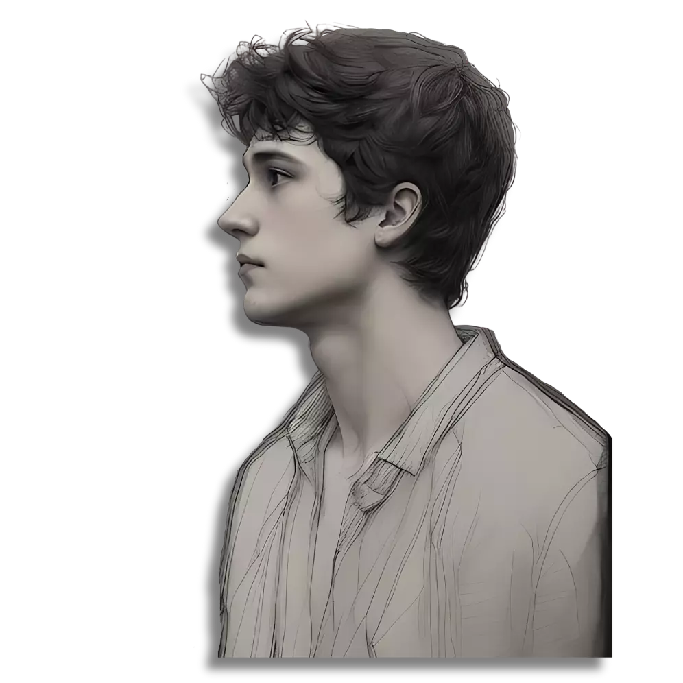 A black and white sketch image of adam kareen