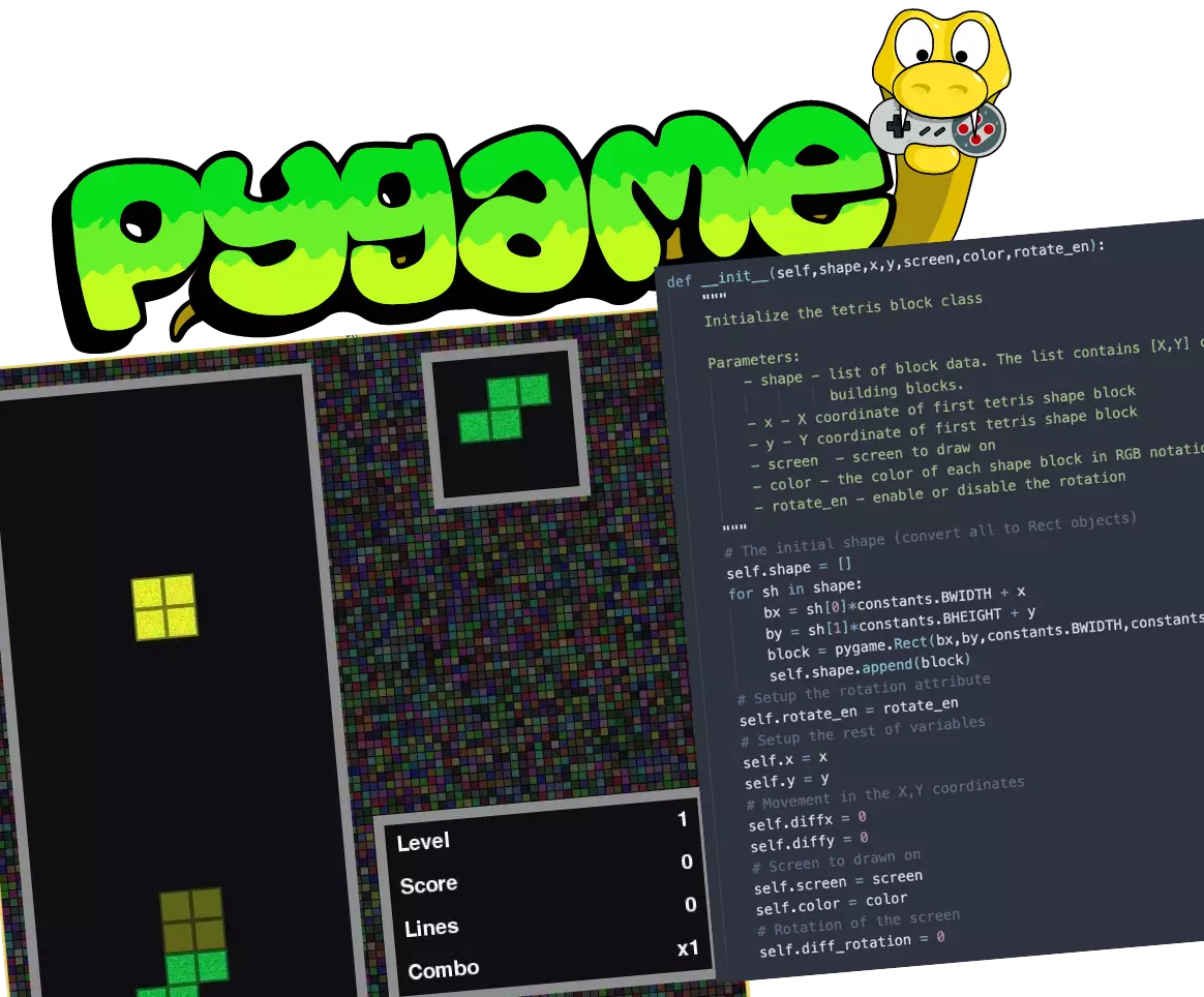 Advanced Python Tetris Game Example Image